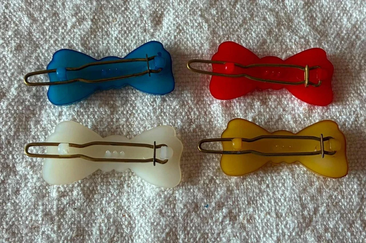 Conjunto de 4 pinzas de pelo vintage con lazo | Pinzas de acrílico color – photo 2